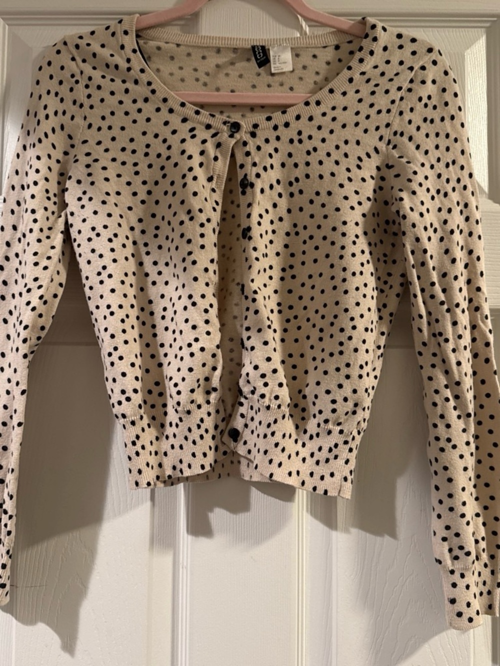 Divided Cream Polka Dot Knit Top
